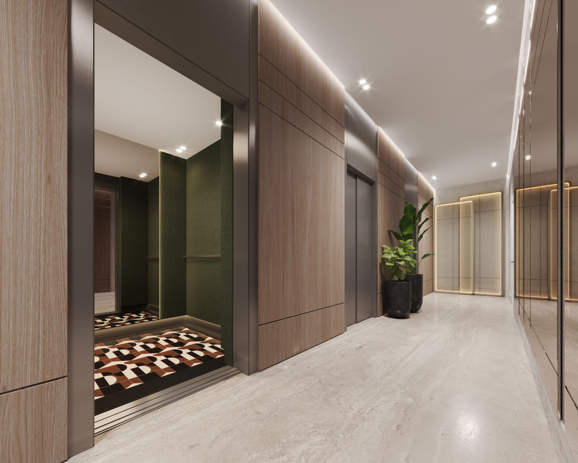 Elegant elevator lobby
